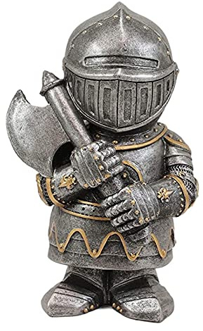 Lrxinki Gartenzwerg Ritter Wache Gartenzwerg Ornamente, 13cm Tall Outdoor Mittelalter Kreuzritter Ritter Anzug Statue Wasserdicht Harz Ornament, Für Hof Rasen Garten Dekorationen(003)