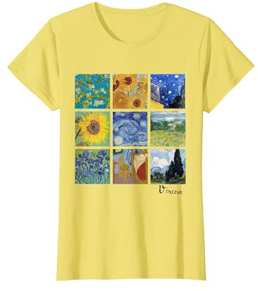 Van Gogh Malerei Collage mit Sonnenblumen, Sternennacht Star T-Shirt