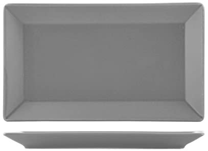 H&H 6625316 Plat Rectangulaire Osaka, Stoneware, Gris, 25 x 15 cm