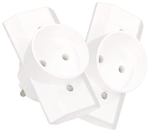 KOTARBAU® 2er Set Mehrfachsteckdose Weiß Dreifache Steckdosen Erdung Zwei Flache und eine runde Steckdose
