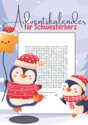 Adventskalender für Schwesterherz: Wortsuchrätsel Weihnachtskalender für eine großartige Schwester | Jeden Tag drei neue Rätsel
