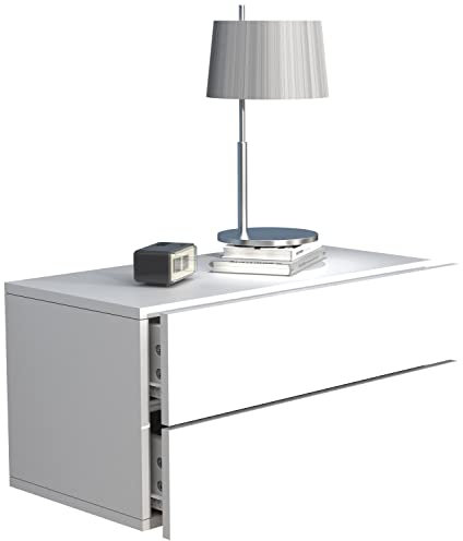 VCM Nachtschrank | Wandschublade | Wandboard | Nachttisch | Maße ca H. 30 x B. 60 x T. 32 cm - Usal L 60 cm Weiß