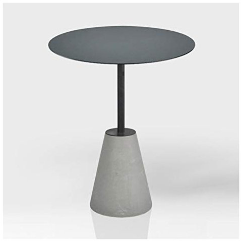 DYPASA Couch Beistelltische Moderner Akzent Beistelltisch Industriestil Zement Eisen Sofa Beistelltisch Wohnzimmer Balkon kleiner runder Tisch, 39 cm × 54 cm Couchtische (Farbe: Grau)