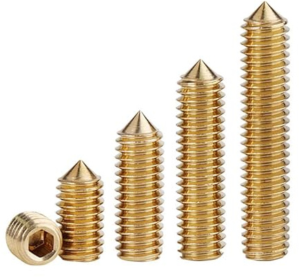 MOOPW Kegelpunkt Stellschrauben Messing Innensechskant Kappe | Madenschrauben Gespitzte Spitze Allen Knopf M6 x 6mm 10 Pcs