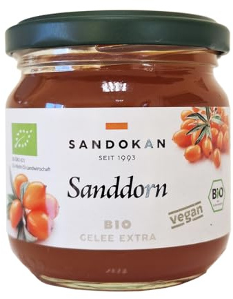 Sanddorn-Gelee extra | Bio Qualität aus Brandenburg | von eigenen Sanddornfeldern | reich an Vitalstoffen | 225g Glas