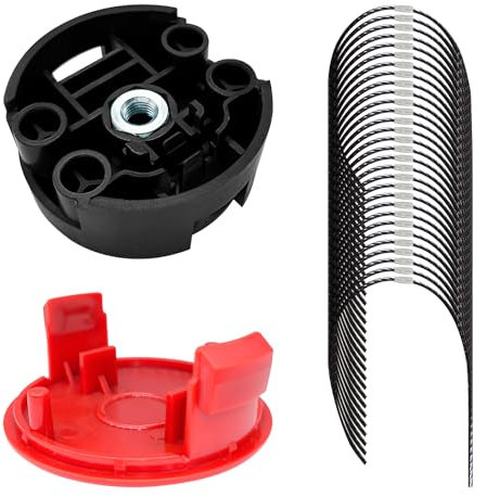 YWNYT Bosch F016800431 Trimmerfaden, 37 cm x 3,5 mm Rasentrimmerfaden für AFS 23–37 Freischneider, F016F04839 Trimmerkopf, F016F04841 Rasentrimmer-Spulenabdeckung (30 Stück + 1+1)