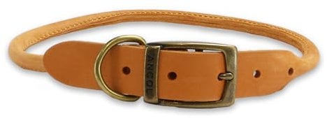 Ancol Timberwolf Round Leather Dog Collar in Mustard - Comfortable Top Grain Bridle Leather Pet Accessory - Adjustable Puppy Neckband - 35-43cm Size 4