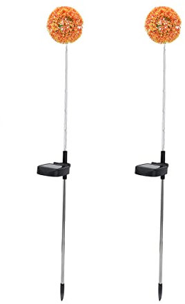 Zerodis Solar-Leuchte mit Löwenzahn, 6 LEDs, Landschafts-Gehweg-Lichter, 6 LEDs, bunte Outdoor-Rasenlampe für Terrasse, Hof, Balkon, Garten, Rasen, Lampe für Hinterhof für Balkon (6 LEDs, Orange, 2