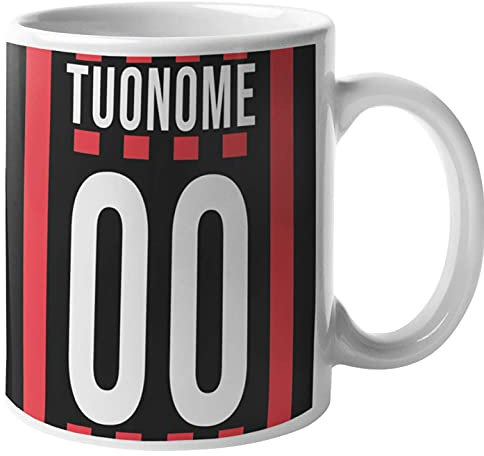 CHEMAGLIETTE! Tazza personalizzata Divertente Idea Regalo Mug Simpatica Con Stampa Nome e Numero Squadra del cuore Tifosi (RossoNeri)