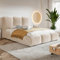 MOTIVENA Hilton Bubble Bett 200x200, Polsterbett 200x200, mit Bettkasten, mit Stauraum, mit Lattenrost, mit Kopfteil, ohne Matratze, Bett Samt, Beige Creme