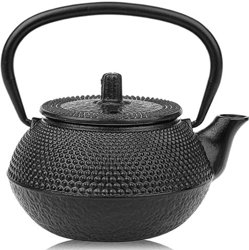 Hilai Théières, thermure en fonte, théière en fonte japonaise 10oz théière noire théière japonaise universelle avec une cuisinière à induction à induction amovible