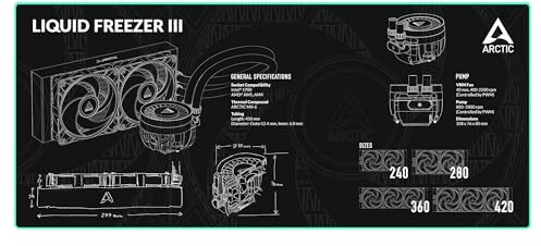 ARCTIC Mousepad Liquid Freezer III XXL Mouse Mat 900 x 400 x 3 mm, Water-Repellent Surface, Non-Slip Base, Stitched Edges, for Mice with Optical and Laser Sensors