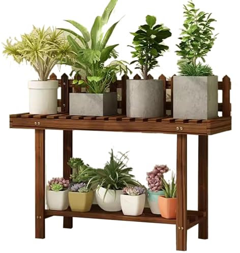 Balkon-Blumenständer Mehrschichtiger Pflanzenständer Aus Holz Sukkulentenständer Für Den Innenbereich Lange Blumenbank Blumentopfständer Für Den Innenhof (S : 97x25x58cm)