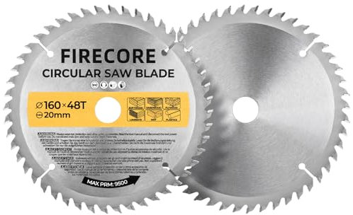 Firecore Kreissägeblatt Set 2 tlg, Trennscheibe 160x20 mm ideal für Holz - kompatibel mit Tauchsäge & Kreissäge - Multi Sägeblatt aus hochwertigem Hartmetall