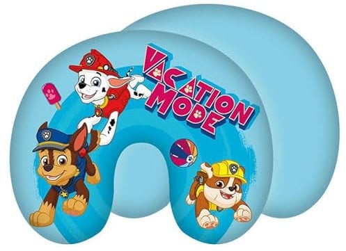 Paw Patrol Reisekissen, Nackenkissen mit Chase, Marshall, Rubble, Hunde, 28 x 33 cm, 100% Polyester, Nickelodeon