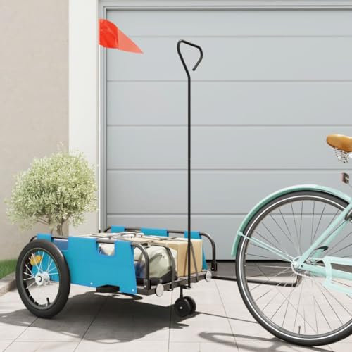 LAPOOH Fahrradanhänger Blau Oxford-Gewebe und Eisen, Fahrrad Anhänger, Lastenanhänger, Handwagen, Fahrrad-lastenanhänger, Lastenfahrrad - 94191