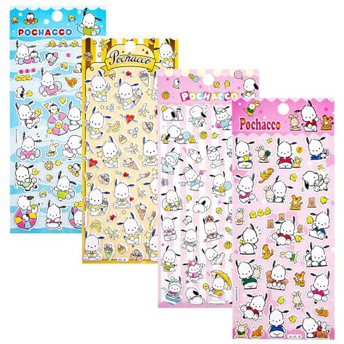 Cartoon Sticker Kinder, 4 Stück 3D Aufkleber Set Stickers Mädchen Lieblich Aufkleber Wasserdicht Stickers für Tasse, Laptops, DIY-Kunsthandwerk, Mobiltelefone, Sammelalben (PQG)