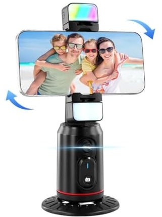 Auto Face Tracking Stativ, 360° Rotation Telefonständer, Gestensteuerung Intelligente Aufnahme Kamera Stativ mit Selfie Licht und Fernbedienung für Live Vlog Streaming Video Tiktok