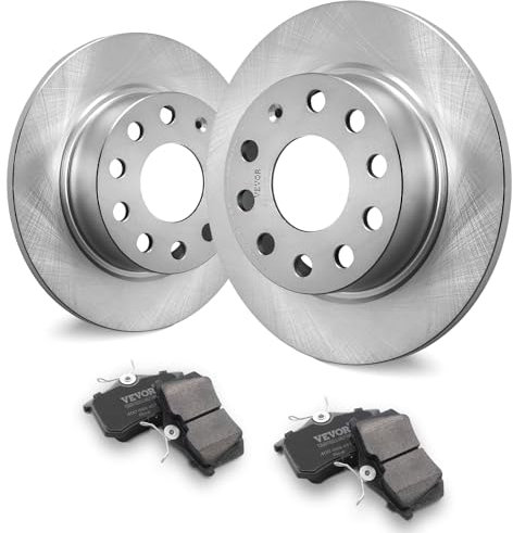 VEVOR Rear Brake Kit Compatible with Audi A3 (8P), VW Golf 5 6, Seat LEON, SKODA OCTAVIA, ALTEA, Brake Rotors Ceramic Brake Pads Replacement Kit, 253mm Rear Rotors