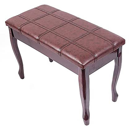 SGKOMN Klavierhocker, echtes Leder, Künstler-Klavierbank, Duett-Klavierhocker mit Beinen aus Massivholz und gepolstertem Kissen, 76 x 35 x 49 cm, belastbar bis 180 kg, Mahagoni