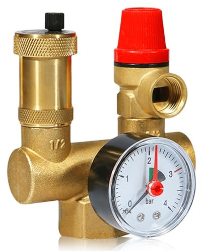 Kesselsicherheitsgruppe DN25, Niederdruckregler mit Manometer, Messing Leakproof Sicherheitsventil für Sicherheitsgruppe, Sicherheitsgruppe mit Lsolierung für Heizungsanlage Heizung 16 PN