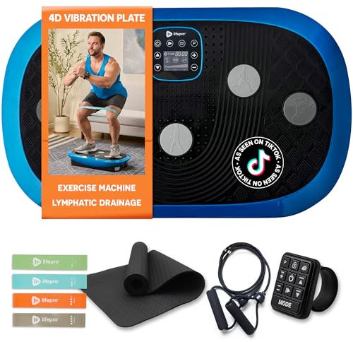 LifePro Vibrating Plate Exercise Machine for Home Use, Full Body Vibration Plate Exercise Machine with Remote Control, LCD Display & Resistance Bands