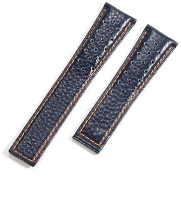 YSABVCP Echtleder-Uhrenarmband, passend for Tag Heuer-Uhr Monaco-Serie 22 mm Caw211r/P. Ersetzen Sie das wasserdichte, atmungsaktive Herrenarmband(BlueOrange-No Buckle)