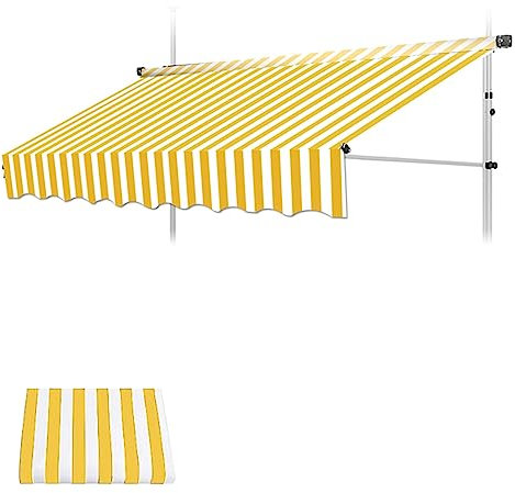 Tessuto di ricambio per tenda da sole retrattile per esterni, impermeabile e protezione UV, durevole, per finestre e patio, giallo+bianco, 4 m