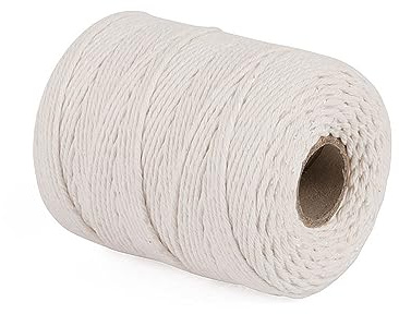 29 Colors 3mm Braided Macrame 100% Cotton Cord Crafting, Jewelry Making & Rustic Home Décor String Rope Craft Project DIY Supply Soft Nartural Knotting Boho Decor Knitting (Natural, 200m)
