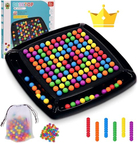 120PCS Intellectual Chessboard - Dual Duel,Strategy Board Games Chess Board Rainbow Ball,Fun Table Top Strategy Game,Strategy Board Games Chess Board for Kids & Adults (A)