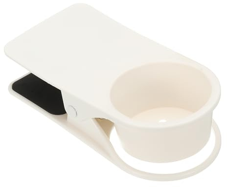 PATIKIL Desk Cup Holder Clip, Clamp on Table Cup Holder Bottle Couch Cup Holder for Boat Swing Patio Chairs Drink Beverage Soda, White