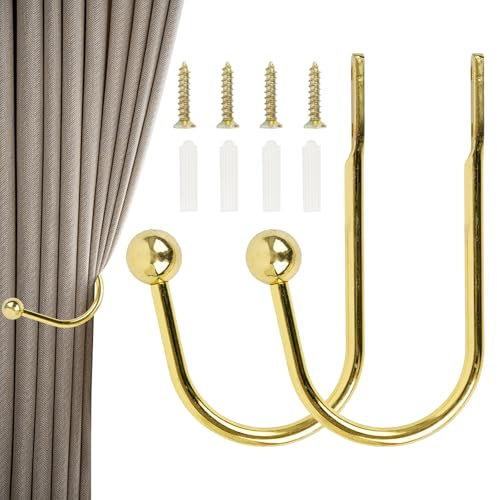 2 Pezzi Ferma Tende Fermatende e Raccogli Tenda Ganci Grigio Argento Metal Holdback Tenda Ganci Fermatende Fermatende Moderno a Muro Ganci a U Fermatenda per Soggiorno Camera da Ufficio Sala da