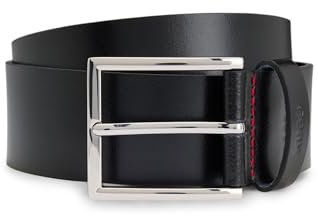 HUGO Herren Giaspo Sz40 Gürtel aus Glattleder mit Dornschließe und Logo-Schlaufe Schwarz001 115