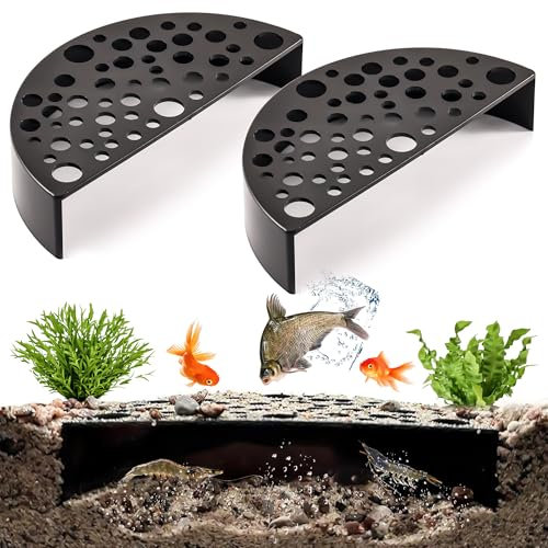 Silkwish 2 Stück Garnelen Versteck aus Plastik - Aquarium Tunnel Unterirdisch Halbkreis Garnelen Höhle für Garnelen Fische Zucht & Schutz für Kleine Fische (Schwarz)