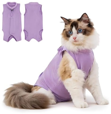 Avont Cat Recovery Suit,Cat Onesie for Female Male Cats Purple M | Breathable & Comfortable Surgical Post-Operative Protective Bodysuit, Comfortable Alternative to E-Collar