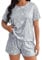 Pigiama da donna taglie forti – Set pigiama corto in cotone – Set di biancheria da notte nero a maniche corte Set di biancheria da notte in cotone di grandi dimensioni, grigio, 3XL, grigio, XXXL