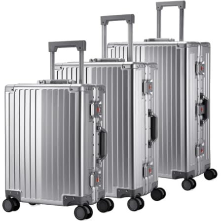 Aluminium Reisekoffer Silver HEUER Stripe Hartschalenkoffer Suitcase Trolley Luggage (L)