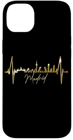 Madrid Skyline Heartbeat Spain Silhouette I Love Madrid Case for iPhone 14 Plus