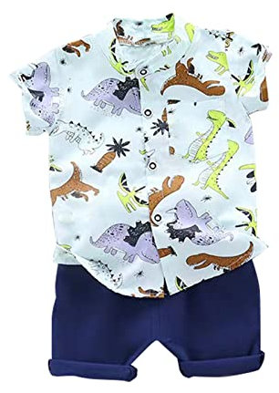 Completo Bambino 2 Pezzi Estivo Neonato Set Pagliaccetto Maniche Corte con Bottoni Bimbo Completini e Coordinati Gentiluomo T-shirt Ricamate per Festa Casual Ragazzi 1-4 anni