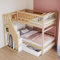 Etagenbett 90x200 Für 2 Kinder,Kinderbett Hochbett mit Treppe&Aufbewahrungsschrank&Schublade,Funktionsbett Stockbett Kinderhochbett Jugendhochbett mit 2x Lattenrost,Massivholz,Ohne Matratze,Holzfarbe