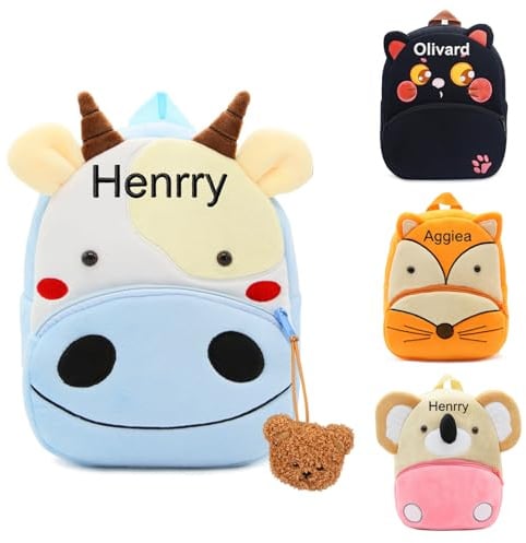 NGTSFLY Personalisierte Rucksack Kindergarten Mädchen Jungen mit Gestickt Namen | Kita Rucksack ab 1 Jahr |Personalisierte Geschenke kinder | Kindergarten Tasche