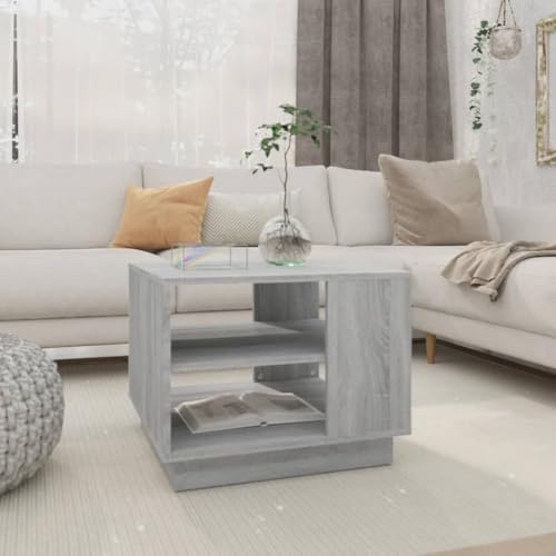 LoogCape Couchtisch Grau Sonoma 55x55x43 cm, Holzwerkstoff, mit Schubladen, robuster Wohnzimmertisch für Getränke, Snacks und Deko, stilvoller Beistelltisch für Ihr Zuhause