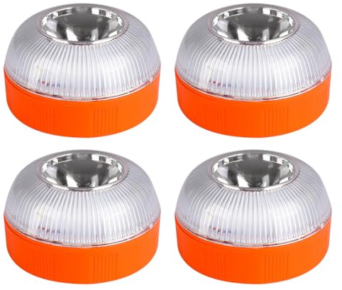 AOHEWEI 4x V16 Warnleuchte mit Magnetfuß für Autodach, 360° LED Blinklicht | Wasserdicht IP54 Ersatz für Warndreieck, geeignet für Auto, Motorrad, Wohnmobil & LKW