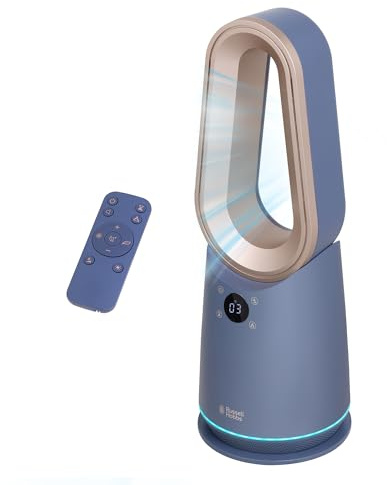Russell Hobbs Smart Bladeless Cooling Fan in Opulence, 9 Speed Settings, 3 Modes, Touch Controlled Buttons, WiFi Enabled, LED Display with Remote, 80° Oscillation Function, 59cm Tall, RHCBLDL10BLSM