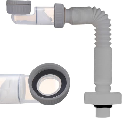 Dexpally Sifone da 1 1/4 Pollici, Sifone Lavabo Bagno, Tubo Scarico Lavandino Sostituibile per Bagno/Cucina, Sifone Salvaspazio Lavabo Bagno con Chiusura Ermetica (Grigio)