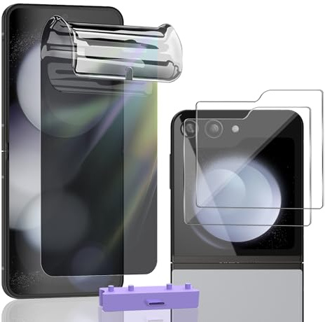 Rniidaaz 1+2 Piezas Protector Pantalla Privacidad para Galaxy Z Flip 5 | Protección Antiespía, Incl. Kit de instalación, Cristal para Cámara 9H, Película Full Cover, Antiarañazos, Z Flip 5 Protector