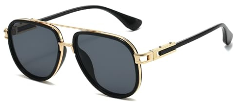 ALANTOP Retro 70s Pilot Sunglasses for Women Men, Polished Gold Metal Frame, UV400 Protection & All-Day Comfort, Classic Vintage Shades for Summer