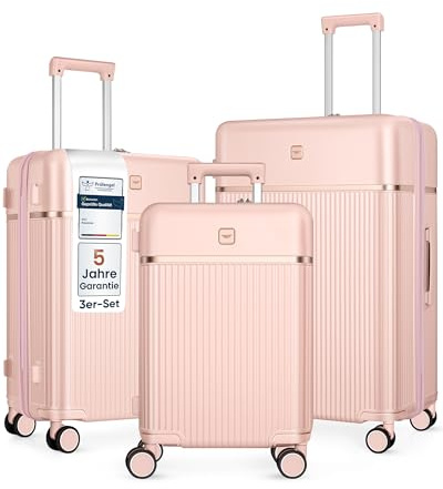 4FLY Leichter Premium Hartschalen-Reisekoffer Set 3-teilig (M/L/XL) – Koffer Set mit TSA-Schloss, 4 Spinner-Doppelrollen & Aluminium-Teleskopgriff, Reisegepäck Set mit Handgepäck & Aufgabegepäck