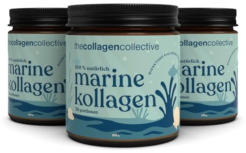 The Collagen Collective Marine Kollagen Pulver - Hochdosiert bioaktivem Kollagen Hydrolysat - Premium Meereskollagen Typ I, rein und ohne Zusatzstoffe, laborgeprüfte Qualität (3 Pack)
