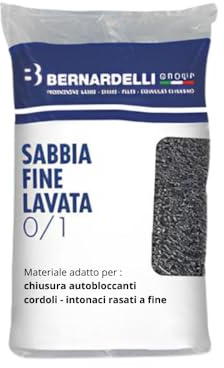 BERNARDELLI GROUP Sabbia Fine Lavata, Granulometria 0/1 mm, Silico-Calcarea, per Malte, Intonaci e Sigillature, Sacco da 25 kg